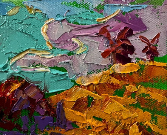 Original Oil Painting Fall Road Landscape Autumn Nature – Paintings & Drawings, Canvas (photo 4 of 8)