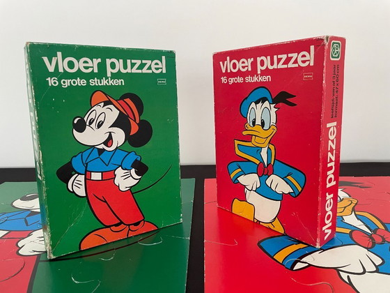 Image 1 of Vintage 1980s Mickey Mouse and Donald Duck Disney Puzzles Hema Vloer Puzzels