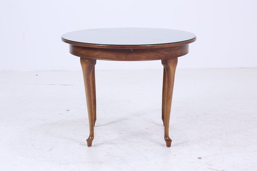 Antique kitchen table with glass top | Chippendale dining table table retro wood extendable #06-51