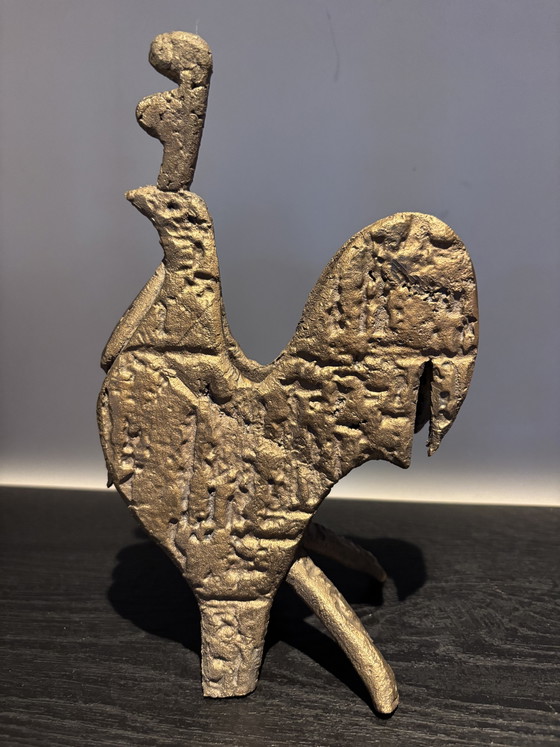 Brutalistisch Bronzen Beeld Haan – Vintage Afrikaanse Kunst (1.5kg) Cire Perdue – Decoratieve objecten, Brass (photo 6 of 10)