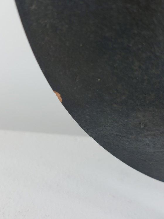 Image 1 of Brutalist Mid Century Vanitas Ceramic Plate with Silver Oxide Glaze