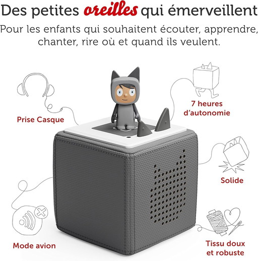 tonies Mon Premier Coffret Toniebox Granite + 1 figurine Tonie Créatif, boîte à histoire et musique pour enfant 3 à 7 ans, conte