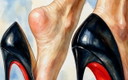 Watercolor on Acrylic Canvas "Louboutin Forever" - (60x60 Cm)