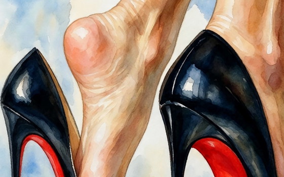 Acrylic Canvas Watercolor "Louboutin Forever" - (60x60 Cm) – Paintings & Drawings, Wood, Aluminium, Figuratief (photo 4 of 7)