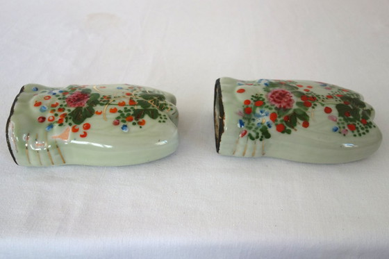 Image 1 of Celadon wall vase from Seto, Japan, late 19th century, set of 2