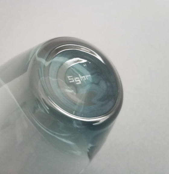 Image 1 of Rare SGHR Sugahara Japanese organic handmade blue smoked glass 'old fashioned' glass set Japan 1970s