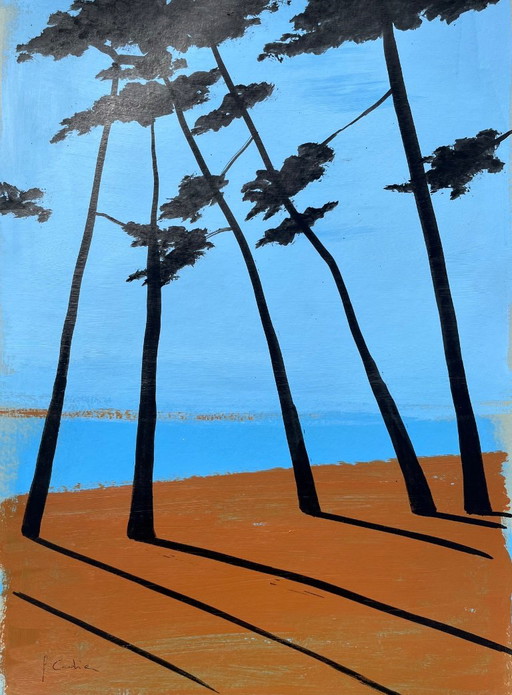 Acrylic and ink on paper, 40x30 cm, framed. – schilderijen tekeningen (photo 2 of 10)