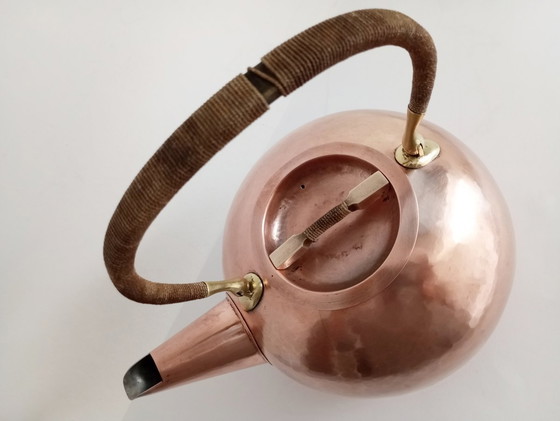 Image 1 of Werkstatte Carl Auböck Brass & Copper Modernist/Bauhaus Teapot Vienna 1950S