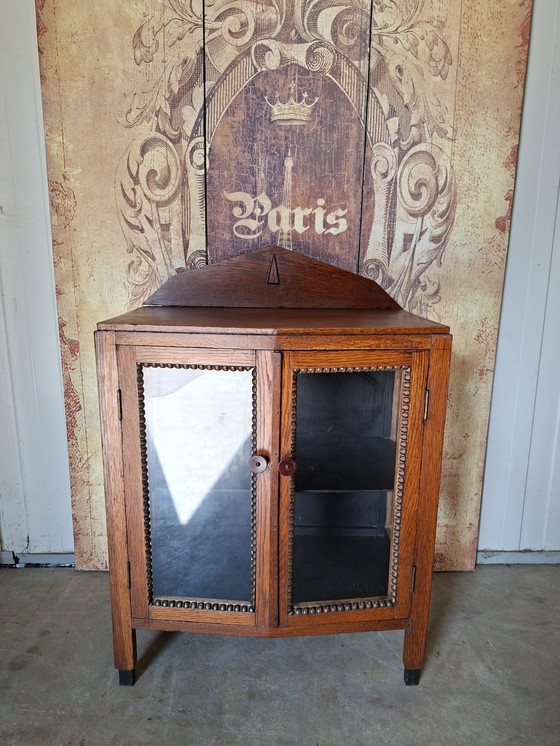Image 1 of Antique 1930s Amsterdam style tea cabinet, wishkey bar, wine table. dim. 65x45cm and 76/92cm high.