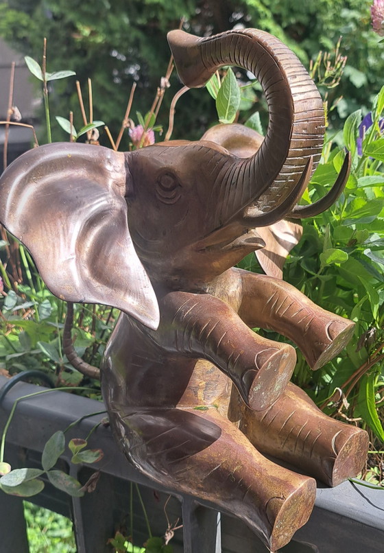 Vintage beeld van een olifant in brons – Beeldhouwkunst, Bronze (photo 7 of 7)