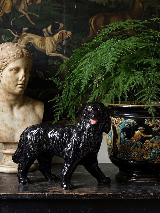 Vintage Newfoundland Screech rumkaraf, Newfoundlander hond in slipware. – decoratieve objecten, Ceramic (photo 2 of 11)