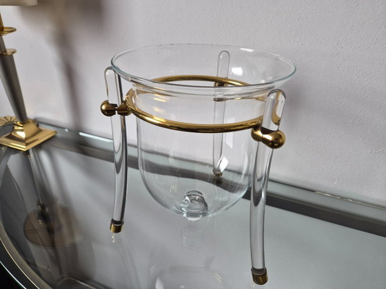 Image 1 of Portacandele vintage in stile Hollywood Regency, realizzato in Lucite/vetro.