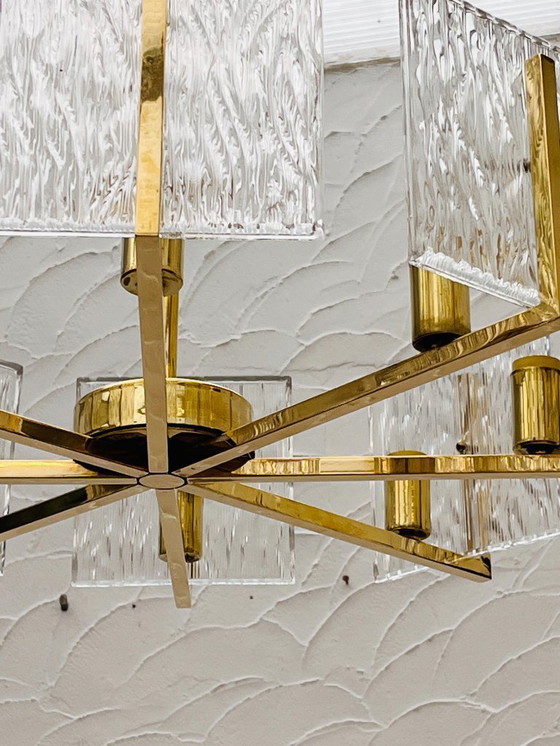 Image 1 of Vintage messing ijsglas kroonluchter