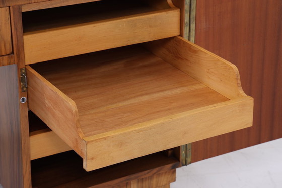 Image 1 of Art Déco desk 1920s original | Antique walnut office desk | Vintage wooden executive desk | #05-18