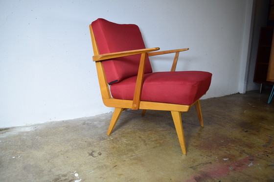 Image 1 of 1950 Casala Easychair Poltrona rossa vintage Poltrona di metà secolo