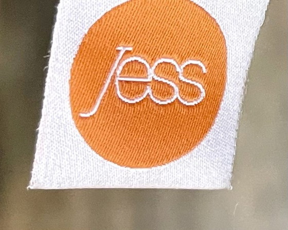 Image 1 of 6 sedie da pranzo a slitta in pelle marrone di Jess