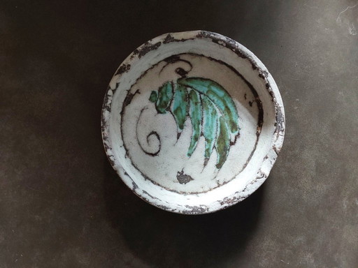 Pot bleu et vide-poche vert signés Alain Maunier années 50