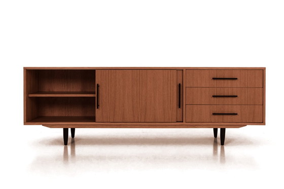 Image 1 of Dressoir gebeitst teak T-S03 schuifdeur en 3 laden