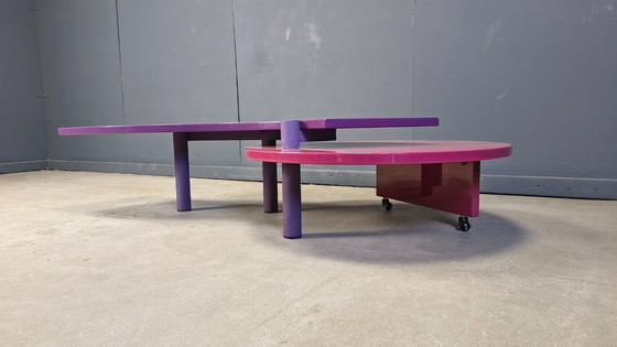Image 1 of Mesa de centro giratoria Maurizio Salvato de madera de nogal para Saporiti Italia, años 80