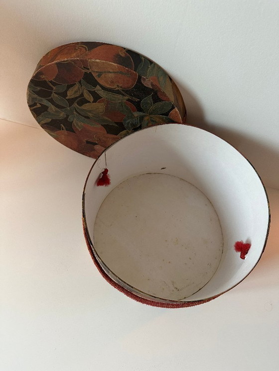 Image 1 of Vintage Hatbox with Fruit Pattern