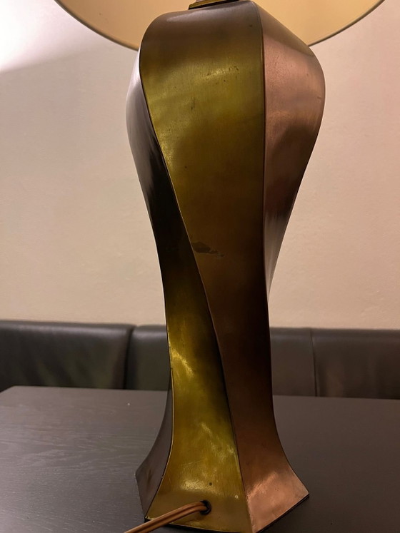 Image 1 of Sculptural mid-century Kullmann table lamp (c. 1965–1975) — sand-cast, large size, beautiful patina