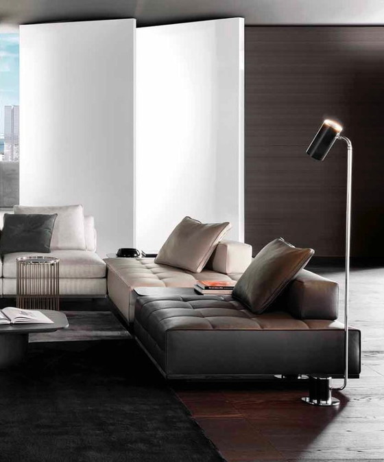 Minotti Lawrence Element Schwarzes Leder (2x), 2 Sitzer Sofas, Modern (Foto 19 von 19)
