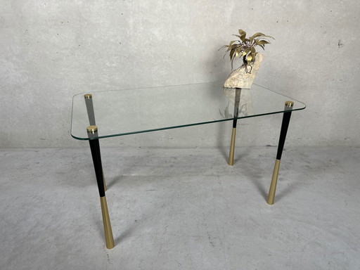 Table d'appoint vintage en verre et métal