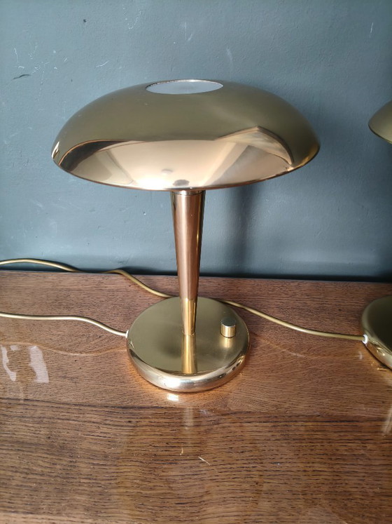Image 1 of Pair of Postmodern Table Lamps | Holtkötter Germany  Vintage Mid-Century Modern | Designer Bedside Lamps