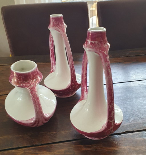 Art Deco vase set NIMY (Belgian pottery ca. 1920)
