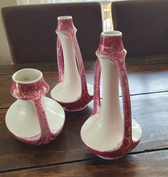 Image 1 of Art Deco vase set NIMY (Belgian pottery ca. 1920)