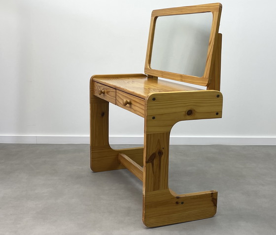 Image 1 of Brutalist Pine Dressing Table Sculptural Design 1970s