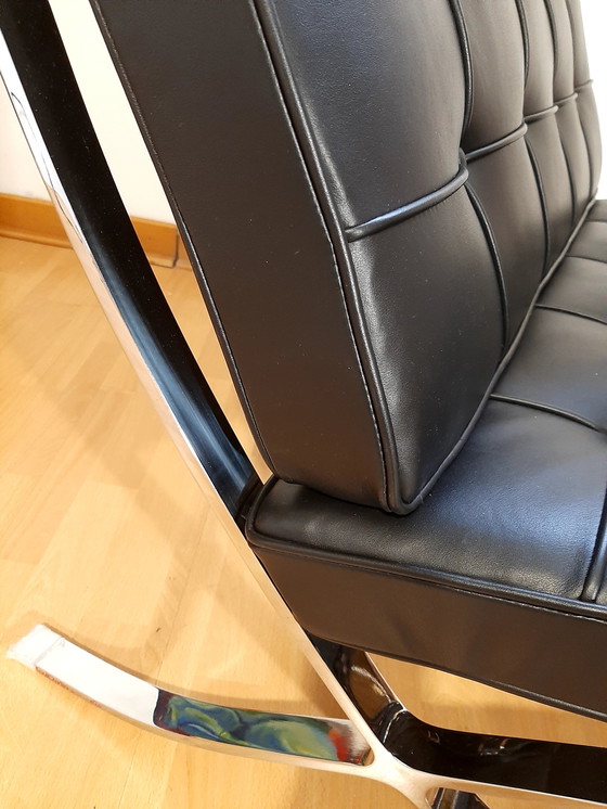 Image 1 of Knoll Set Barcelona New-Never Used Black Leather Design by Ludwig Mies Van Der Rohe and Lilly Reich (1929)