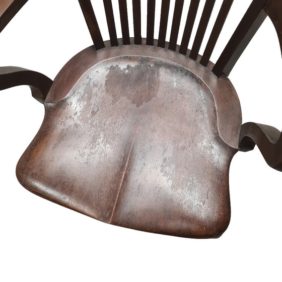 Image 1 of Antique English Mahogany Office Chair, Early 20th Century
