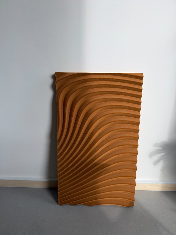 Arno Hoogland – Wave Flock Ochre | Sculptural Wall Art – Sculpture, Velvet, Wood (photo 12 of 14)