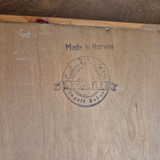 Ingolf Bahus vintage 1960, buffet norvégien en teck, armoire murale