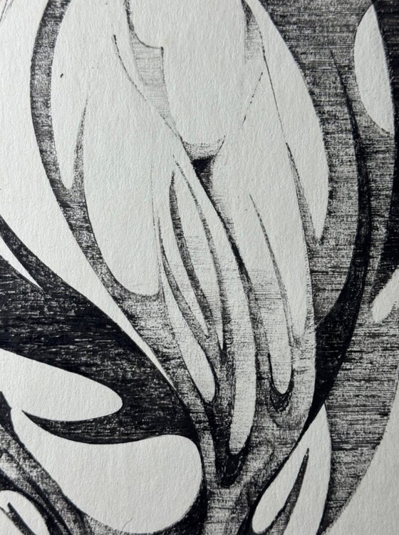 Image 1 of Eugène Eechaut - Original ink drawing – 1969 – Unique work – Framed