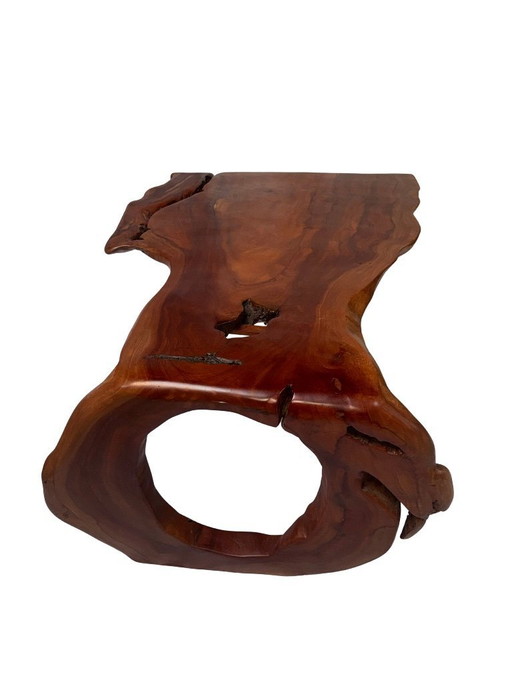 Mesa de diseño estilo tronco de árbol: madera maciza de caoba de una sola pieza