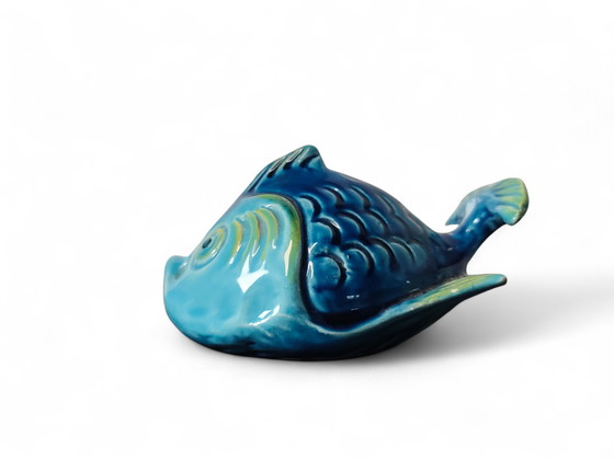 Image 1 of Tirelire Bitossi Rimini Blu Fish – Céramique italienne du milieu du XXe siècle par Aldo Londi