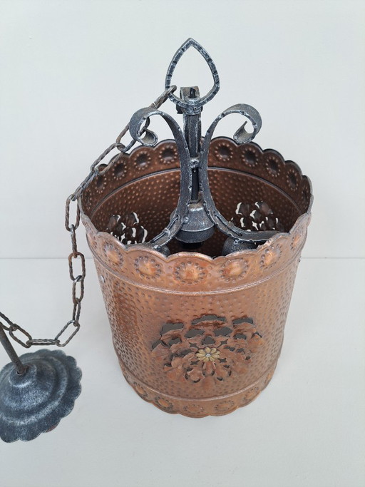 Vintage pendant lamp made of copper