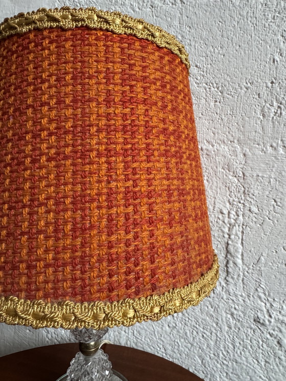 Image 1 of Small glass, mirror and brass lamp from the 1960s