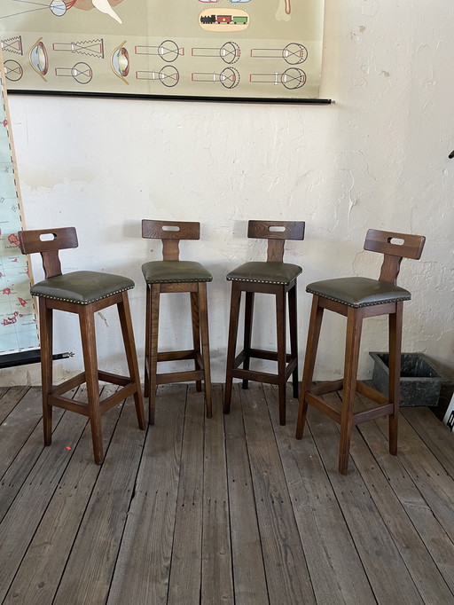 4 brutalist bar chairs hocker 