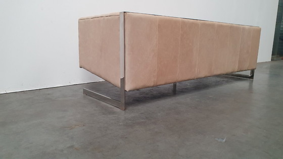 Image 1 of Chesterfield vintage design sofa camel beige leather cube model