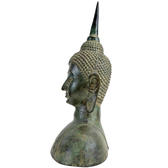 Busto de Bronce de Buda estilo Sukhothai – Tailandia, Siglo XX – Esculturas, Bronze (photo 7 of 11)