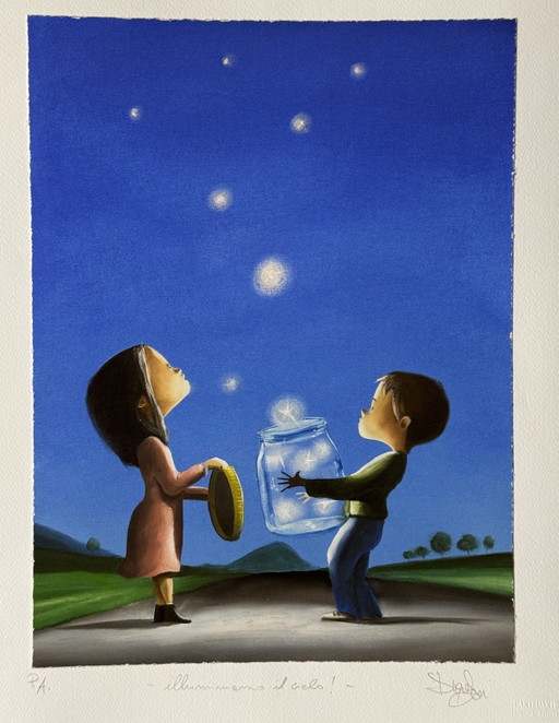 Pintura Giclée de Diego Santini Fine Art, 40x50cm, Iluminemos el cielo. – giclee prints, Paper (photo 2 of 7)