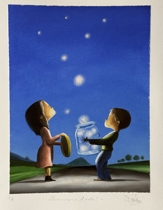 Pintura Giclée de Diego Santini Fine Art, 40x50cm, Iluminemos el cielo. – Láminas artísticas, Paper (photo 2 of 7)