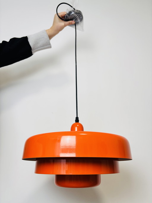 Lámpara colgante naranja de varios niveles, diseño danés de los años 70