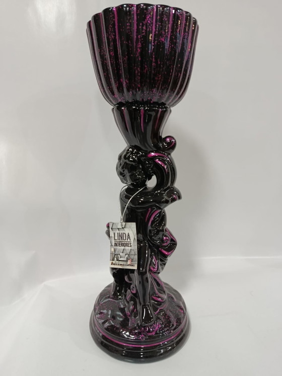 Image 1 of Prachtige keramische vaas met cherubijn