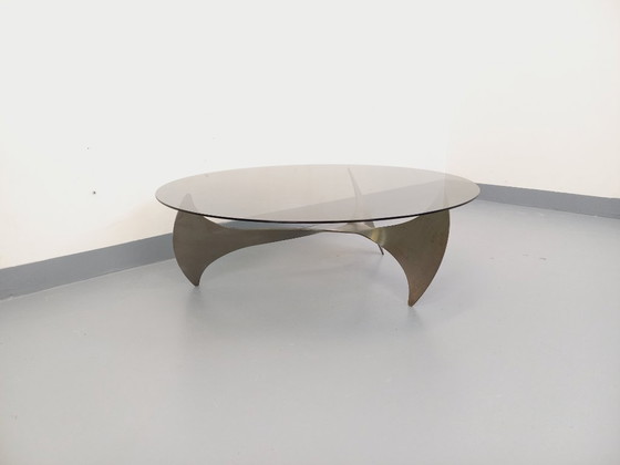 Image 1 of Vintage Propeller Coffee Table by Knut Hesterberg in Steel and Smoked Glass from the 1960s
