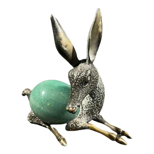 Sculpture of a Fawn in Silvered Bronze & Quartz, 1960s