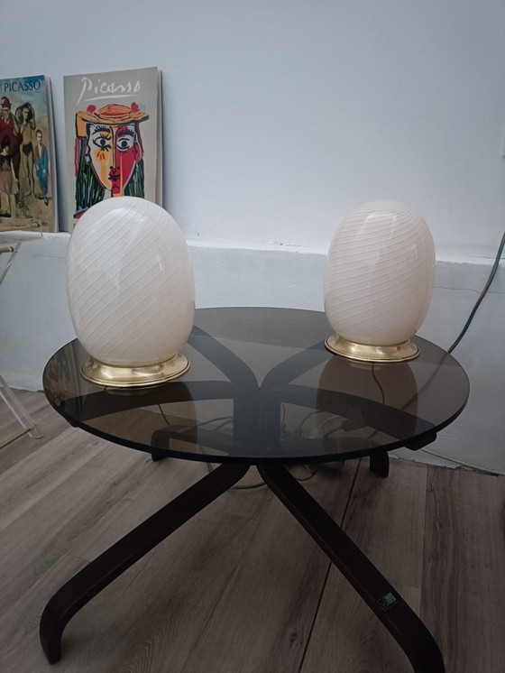 Image 1 of Par de lámparas de huevo de Murano, años 70